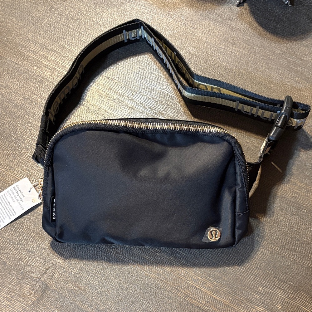 lululemon athletica Black Nylon Belt Bag with Branded Strap